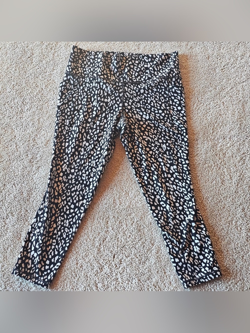 Athleta Black and White Leopard-Print Leggings